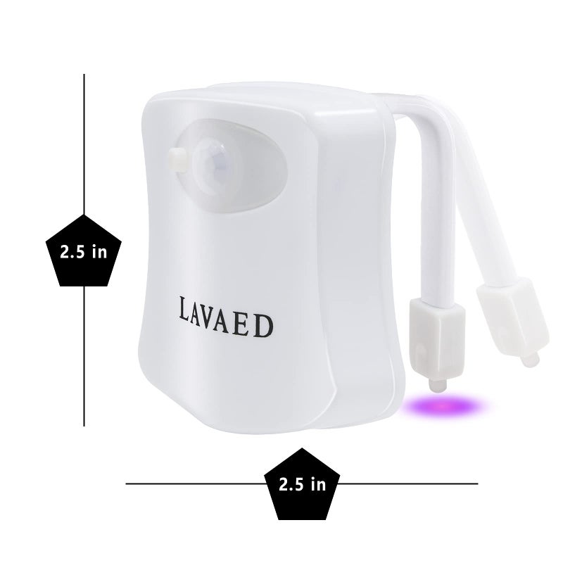 LAVAED Toilet Night Light, Toilet Bowl Light, Motion Sensor Activated LED Night Light, 8 Color Nightlight up for Bathroom Decor, Kids Bathroom Set Cool Stuff (2 Pack) - Image 5